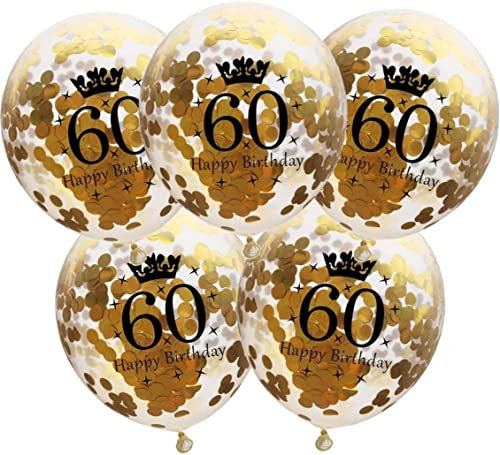 DIWULI Luftballons 60 Geburtstag - Set 5 Stück Gold Deko