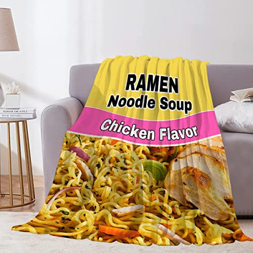 Roslint Weiche Flanell-Decke, Überwurf für Ramen, Nudel, Suppe, Schweinefleisch, luxuriös, einzigartig, leicht, gemütlich, warm, für alle Jahreszeiten, klein, 127 x 101 cm