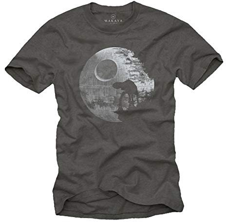 Makaya T-Shirt Geek Death Star avec ATAT Wars Gris Homme XXXXXL