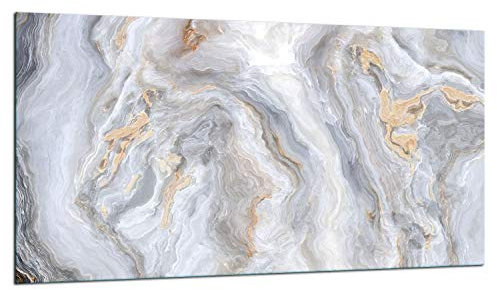 TMK Couvre-plaque en verre, 90 x 52 cm, pour plaques vitrocéramiques, à induction, protection anti-éclaboussures, planche à découper, marbré