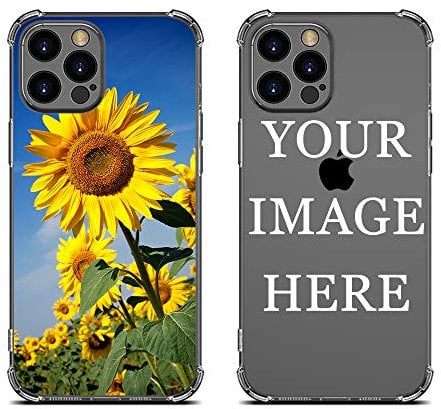 JH Personalised Photo Phone Case for iPhone 12 Pro Max 6.7 - Custom Soft TPU Clear Shock Absorbing Bumper Case with Corner Protection