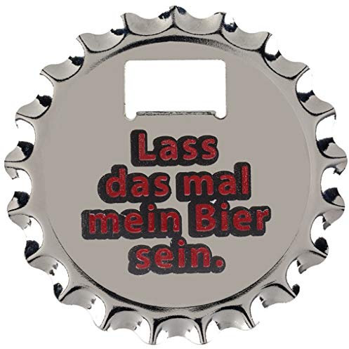 Flaschenöffner Bieröffner & Untersetzer Bierdeckel mit Magnet »Kronkorken« 10cm (Lass das mal Mein Bier Sein)