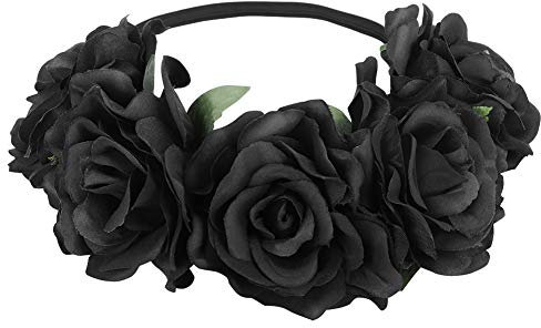 Floral Crown Headband Bridal Flower Garland Hairband Wedding Festival Rose Flower Hair Wreath Headpiece Boho Floral Crown Hair Accessories for Women Girls Festival Wedding Party Decoration Photography