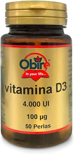 Obire - Vitamina D 100 mcg (4000 U.I) - 50 Perlas - Mejora Absorción de calcio - Fortalece Sistema Inmune - Salud Cardiovascular