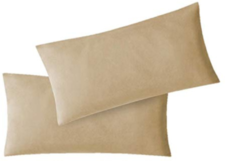EXKLUSIV HEIMTEXTIL Jersey Kissenbezug Hülle 2 Sparpack Set mit Reißverschluss hochwertige Qualität 40 x 80 cm Sand