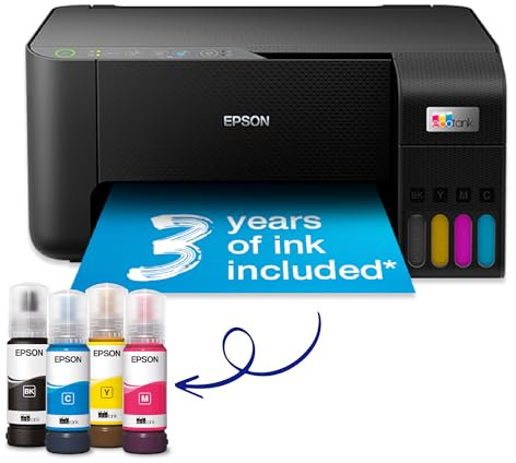 Epson EcoTank ET-2812 Imprimante de réservoir d'encre Wi-FI pour Impression/Scan/Copie jusqu'à 3 Ans d'encre Incluse