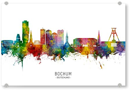 artboxONE Acrylglasbild 120x80 cm Städte Bochum Germany Skyline txt Bild hinter Acrylglas - Bild Bochum bunt City