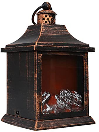 KKPLZZ LED-Kaminlaterne, Mehrzweck-Weihnachtskaminlampe LED Realistische Holzfeuer-Flammen-Effekt-Licht-Kamin-Tischlampe für den Innen- oder Außenbereich