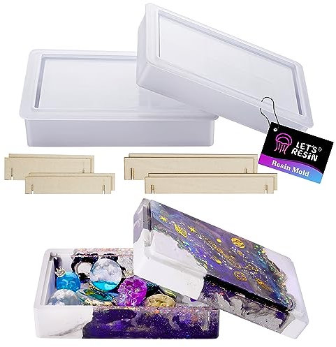 LET'S RESIN Aufbewahrungsbox-Formen aus Silikonharz, Aufbewahrungsbehälter mit Schiebedeckel-Design, Epoxid-Formen für Harzguss, Schmuck, Domino, Tarotkarten, Make-up