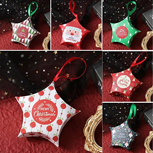 Weihnachtsdekoration 2020 Neue Weihnachtsstern Baumschmuck Party Papier Gastgeschenk Süßigkeiten Geschenkboxen X10