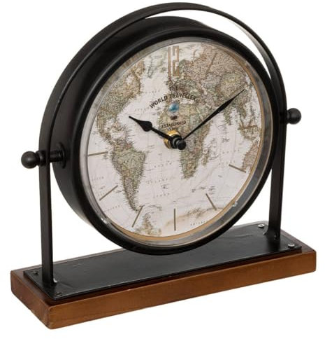 Tischuhr Flavia, Metall und Holz, schwarz, h20 cm - Atmosphera créateur d'intérieur