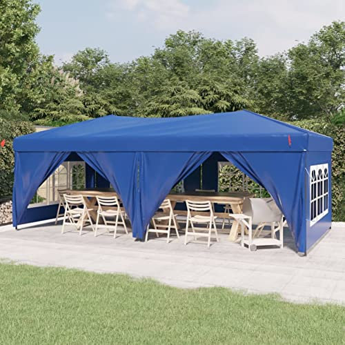 Partyzelt Faltbar mit Seitenwänden, Chusui Pavillon, Party Zelt, Bierzelt, Faltpavillon, Gartenzelt, Lackierzelt, Zelt Garage, Zeltgarage, Blau 3x6 m