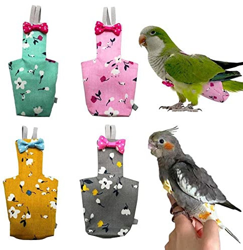 Papagei Windel mit Fliege, niedlich, bunt, Obst, Blumen, kleine Nymphensittiche, Kleidung, Vögel, Fluganzug, mittelgroß, Tauben, Haustier, St 4 waschen