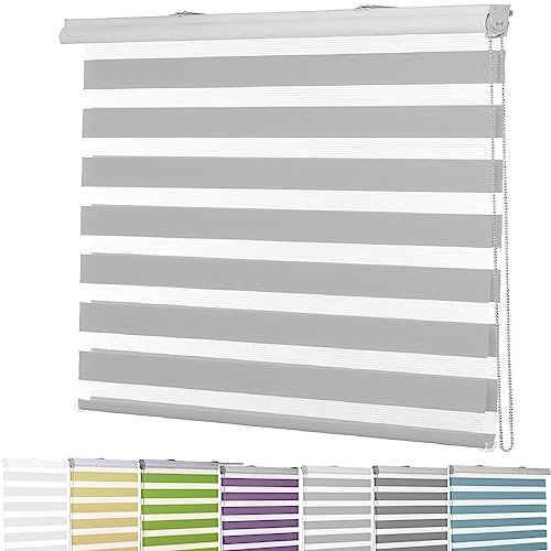 persiana Veneciana de 55 x 340 cm para Proteger de la luz y el Calor Ventanara Persiana Veneciana con Cadena Ajustable para salón, Cocina, Gris Claro
