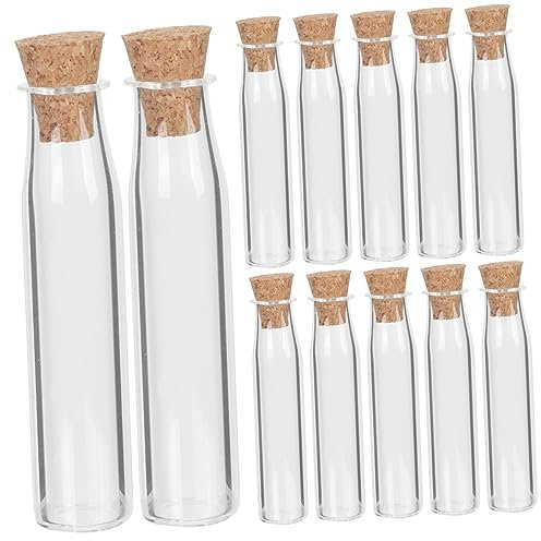 Warmhm 12st Zauberglas Mini-wunschflasche Wunschflaschen Glas Flasche Mit Korkverschluss Dekorative Gefäße Aus Glas Kleine Wunschflasche Miniglas Winzig Kleiner Behälter Holz Glasflasche