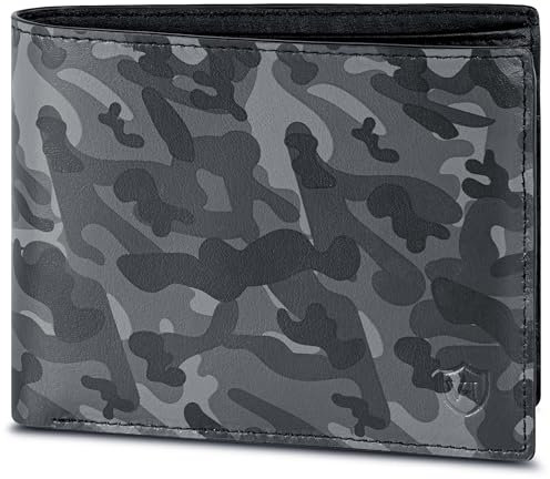 VON HEESEN Leder Geldbörse RFID Schutz I Echtleder Geldbeutel für Damen & Herren I Portemonnaie Brieftasche Wallet Portmonee (Camouflage Grau)