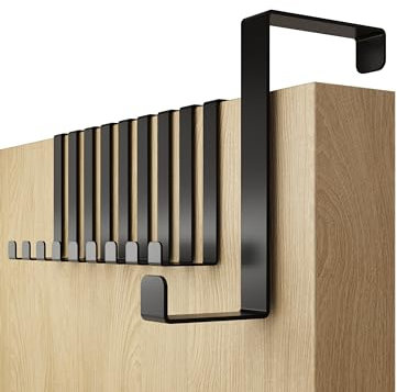 4smile Perchero puerta - juego de 10, negro - percheros puerta universales 3,6 cm y 4,1 cm – colgador entrada macizo, percha entrada