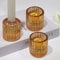 HofferRuffer Kerzenständer Glas 3er Set,Kerzenhalter,Kerzenleuchter für Stabkerzen und Teelichter,Bernstein