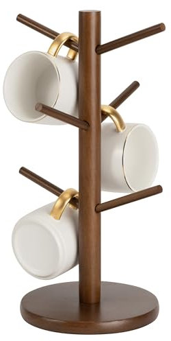 MyLifeUNIT Mug Holder Tree, Coffee Cup Holder with 6 Hooks (Brown)