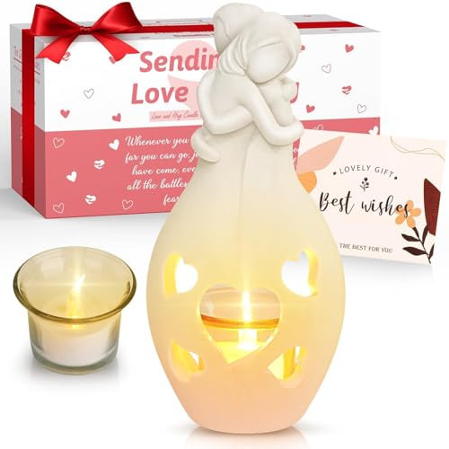 Faivykyd Hugs Statue Thinking of You Gifts for Women, Sending Love Candles Holder for Loss of Mom, Get Well Soon Figurine Cheer Some One Up, Sympathy Present for Friends Bestie Co-worker