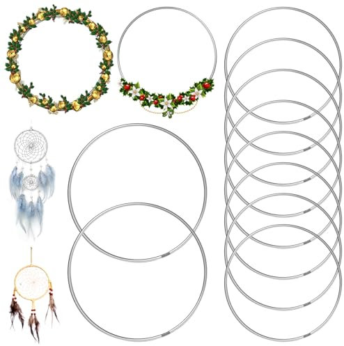 10 Stück Metallringe zum Basteln 20cm, Silber Traumfänger Ringe Metall, Drahtringe zum Basteln Deko Ringe, Deko Ringe zum Aufhängen, für Traumfänger Ring, Floristik, Wandbehänge Deko, Blumen Reifen