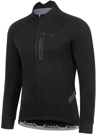 Santic Fahrradjacke Herren Winter Thermo Jacken Winddichte Laufjacke Leichte Atmungsaktiv Softshelljacke Langarm Reflektierend Reißverschlusstasche Schwarz Grau XL