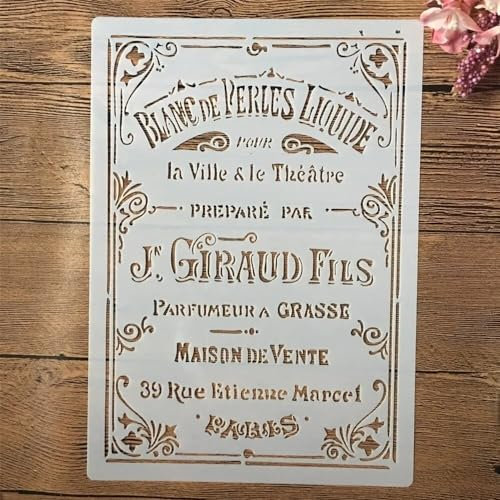 Pochoirs réutilisables pour peinture, format A4 29 cm, pochoirs vintage pour la peinture sur bois, toile, sol, mur, carrelage, tissu, meubles