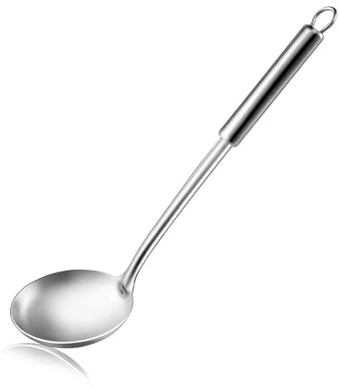 Pleafind Suppenkelle (34,5 cm), Kochlöffel, Schöpflöffel, Edelstahl Suppenkelle Löffel, Wok-Schöpfkelle zum Rühren, Portionieren und Servieren von Suppen in Restaurants und Zuhause, spülmaschinenfest