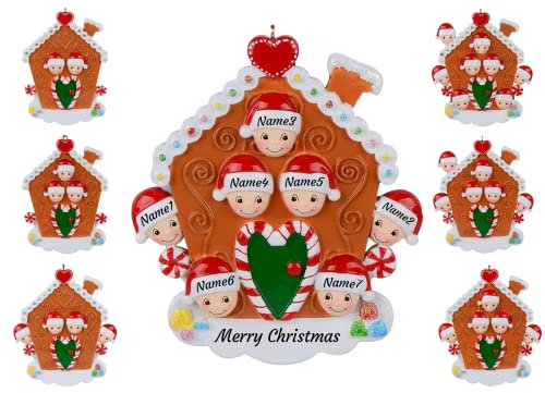 WERWAES Weihnachtsbaum Anhänger mit 2/3/4/5/6/7/8 Familiennamen Weihnachtsdeko 2025 Personalisierte Weihnachtskugeln Christbaumschmuck Anhänger