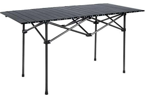 Neloheac 120cm Rettangolare Tavolo Pieghevole, Portatile Tavolo da Campeggio Acciaio al Carbonio Giardino Balcone Pic Nic Barbecue Esterno, Nero