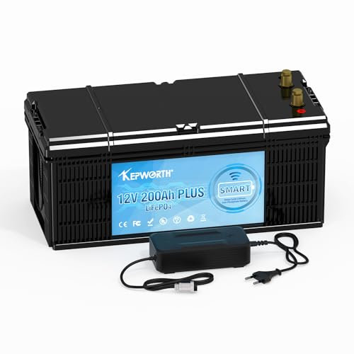 Bluetooth Lifepo4 Batterie 12v 200AH Lithium avec des cellules de qualité A et 200A BMS pour moteur de pêche à la traîne, camping, système solaire, applications domestiques, série et parallèle.