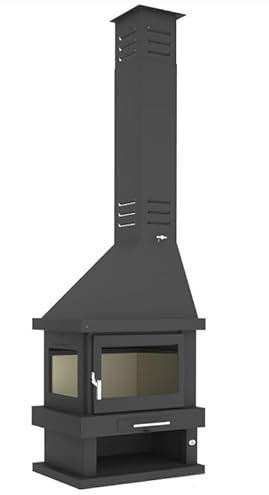 BRICOSOL Chimenea Leña 2 Caras FM Modelo C-302 I Interior Vermiculita, Cristal Izquierdo