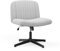 naspaluro Armless Office Chair No Wheels Velvet Fabric Cross-legged Desk Chair Height Adjustable Swivel Computer Chair with Wide Seat and Mid Back for Bedroom and Home Office - Grey
