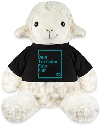 Spreadshirt Kuscheltier Schaf Selbst Gestalten Mit Foto Und Text | Plüschtier Personalisiert Kuscheltier Schaf, One Size, Schwarz