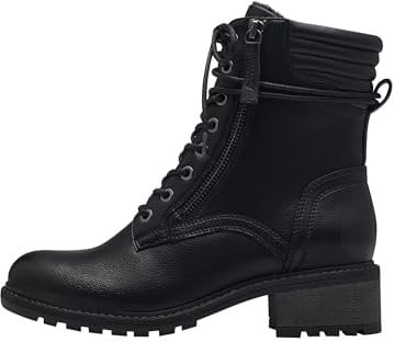 Jana Damen Stiefeletten zum Schnüren mit Blockabsatz Vegan, Schwarz (Schwarz), 39 EU