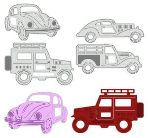 BENECREAT 2PCS 4 Stile Auto Stanzformen Schablone Metall Vorlage Formen, Vintage-Auto-Prägewerkzeug Stanzteile Für Kartenherstellung, Album, Scrapbooking, DIY, Geätzte Stanzformen, Basteln