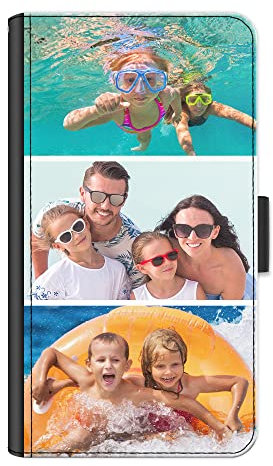 Personalised Phone Case For Samsung Galaxy A Models, A16, A35, A34, A36, A52, A53, A54, A55, A56, Phone, Custom Photo Collage, Image on Leather Side Flip Wallet Phone Case, Phone Cover - Three Images
