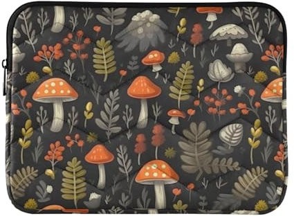 INNEWGOGO Mushrooms Fall Waterproof Laptop Sleeve for Men Computer Bag for 13-14 Inch Laptops Laptop Bag Zipper for Shopping Travel Beach