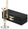 VICASKY Mini Posaune Modell, Miniatur-Posaune Aus Miniatur-Orchesterinstrument Mini-Posaune Puppenhauszubehör Mit Ständer Und Box Mini Instrumentenfiguren Für Heimdekoration Und Modellausstellungen