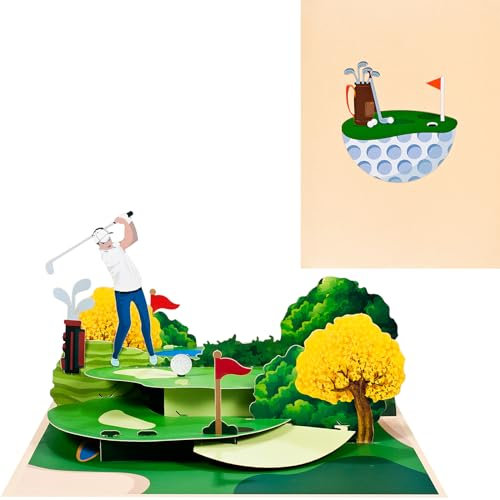 Pop-up Geburtstagskarte,3D Golf Karte,Golf Turnier Einladungskarte,Golf Souvenirs,Ermutigungskarte