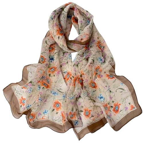 FAIRYGATE Damen Schal Halstuch Damen Tuch Damen mit Blätter Muster - Eleganter Sommer-Schal für Frauen Hochwertiges - Halstuch und Stola Dezent Stilvoll B7006