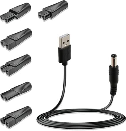 7 Pcs Shaver Charger Cable Kit, Electric Shaver Charger with 6 Charging Cord Heads, Razor Charger Compatible with Philips Whal Norelco Braun Shavers HQ8505 5000/7000 Series, Beard Trimmer Charger