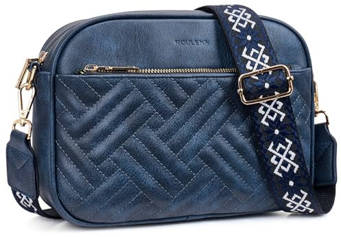 Roulens Gesteppte Damen Handy Umhängetasche, PU Leder Handy Schultertasche, Crossbody Bag für Damen mit Verstellbarem Breiter Gurt