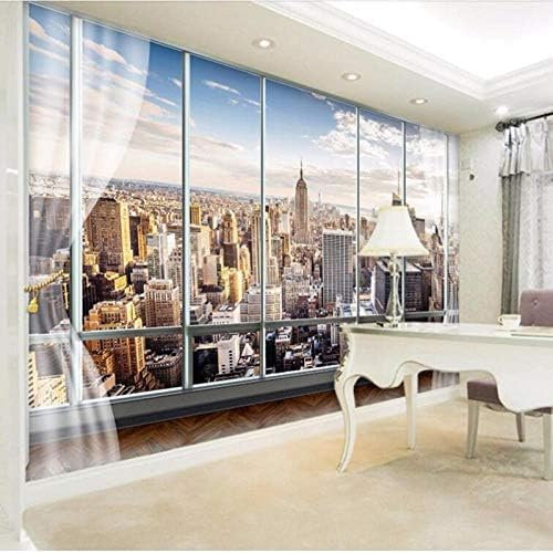 Photo Fond D’Écran 3D Stéréo Son Dernière Fenêtre New York City Paysage Peinture Murale Papier Peint Bureau Sa Papier Peint 3D Salon Tv Sofa De Séjour Chambre Coucher Mural Murale Enfant-200cm×140cm