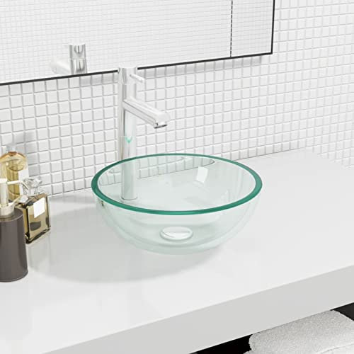Sufrk Lavabo Verre trempé 30x12 cm Transparent,Vasque À Poser Salle De Bain,Lavabo Salle De Bain