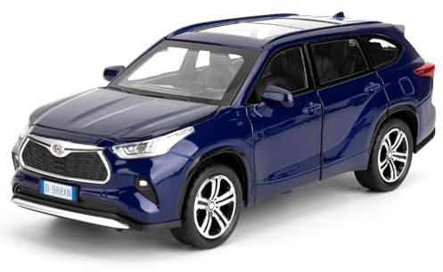 imtfzct 1/32 Diecast Toyota Highlander Modellauto, Spielzeugauto mit Pull Back Funktion, Autos mit Geräuschen und Lichtern, Kindergeburtstag Geschenk(blau)