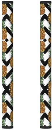 SamLng Ananas con strisce bianche e nere per maniglia del frigorifero, 2 pezzi, protezione decorativa per elettrodomestici da cucina, lavastoviglie, forno a microonde
