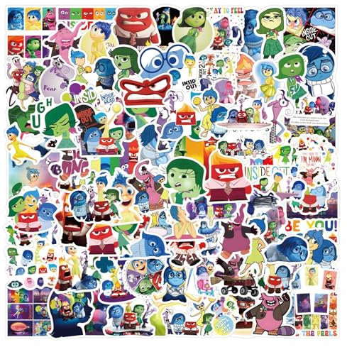 100Pcs Inside Out Stickers Laptop Car Scrapbook Phone Skateboard Suitcase Luggage Bike Inside Out Stickers Vinyl Waterproof Aesthetic Personalised Stickers for Teens Boys Girls Adults
