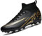 AMLCWZ Men's Football Boots, Black, Size 10 UK, High-Top, Lace-Up, AG/TF Gum Spike Outsole, Breathable Lining, For Men, Boys, Football Players, Youth, Children