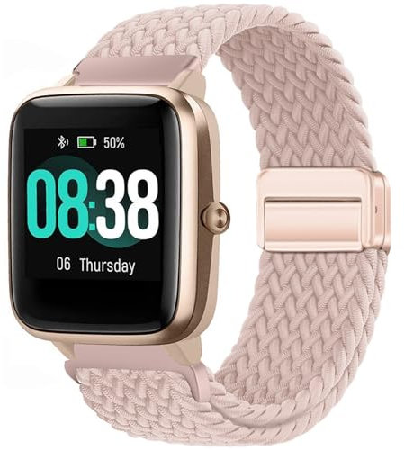 Issinlky Nylon Geflechtband für Veryfitpro ID205L, 19mm elastisches Armband für GRV FC1 IDW15 ID205S ID205G ID215G ID216 ID205L YM205L Uwatch3 Ufit GT BV205L TE021 SW020 SW021 SW023 Smartwatch